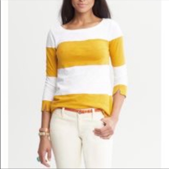 Banana Republic Tops - Banana Republic mustard yellow stripe size small